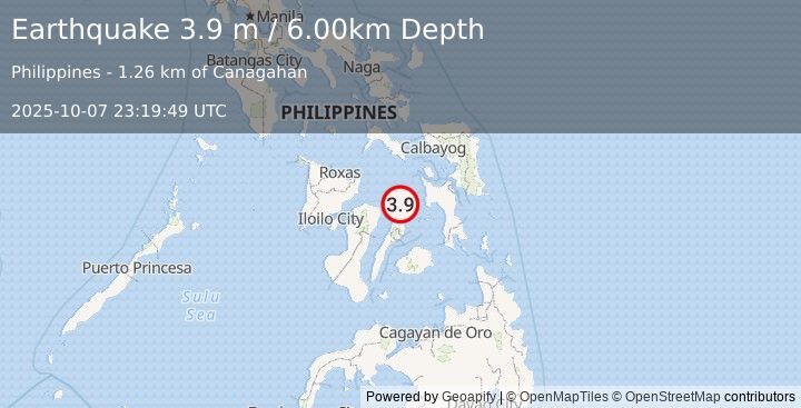 Earthquake NEGROS- CEBU REG, PHILIPPINES (3.9 m) (2025-10-07 23:19:49 UTC)