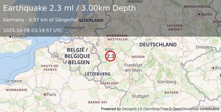Earthquake GERMANY (2.3 ml) (2025-10-08 03:19:57 UTC)