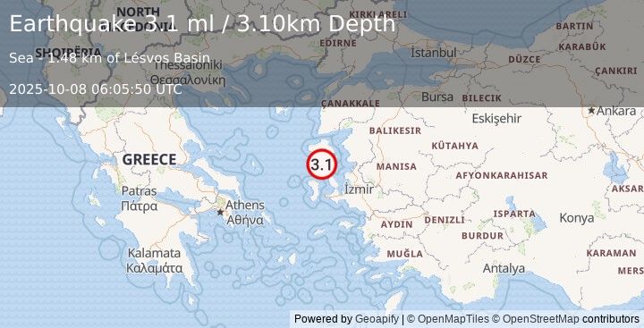 Earthquake WESTERN TURKEY (2.4 ml) (2025-10-08 06:05:36 UTC)