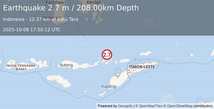 Earthquake BANDA SEA (2.7 m) (2025-10-08 17:50:12 UTC)