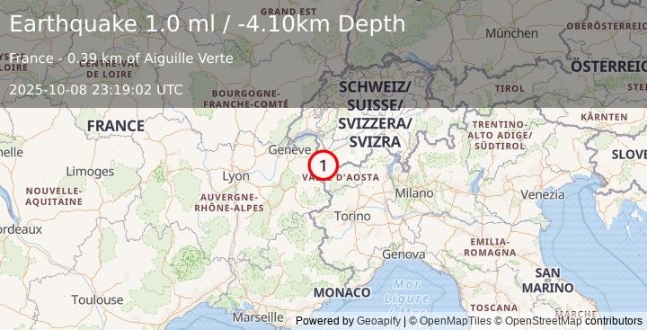 Earthquake FRANCE (1.0 ml) (2025-10-08 23:19:02 UTC)