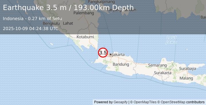 Earthquake JAVA, INDONESIA (3.5 m) (2025-10-09 04:24:38 UTC)