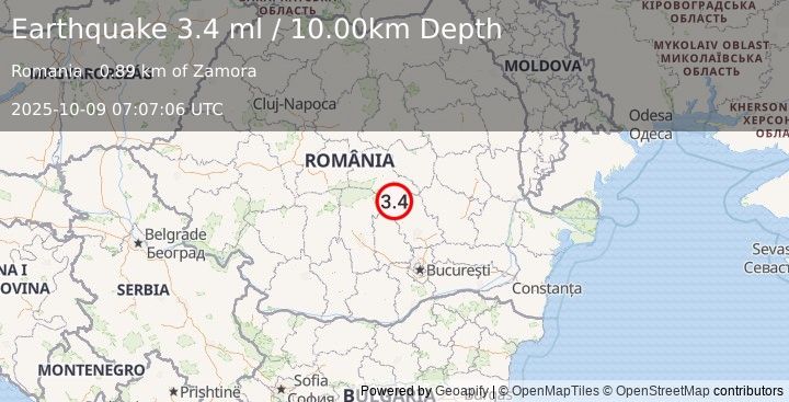 Earthquake ROMANIA (3.3 ml) (2025-10-09 07:07:05 UTC)
