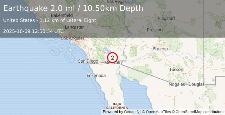 Earthquake SOUTHERN CALIFORNIA (2.0 ml) (2025-10-09 12:50:34 UTC)