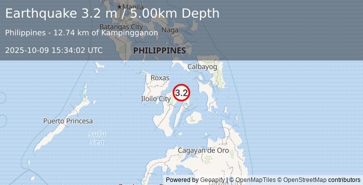 Earthquake NEGROS- CEBU REG, PHILIPPINES (3.2 m) (2025-10-09 15:34:02 UTC)