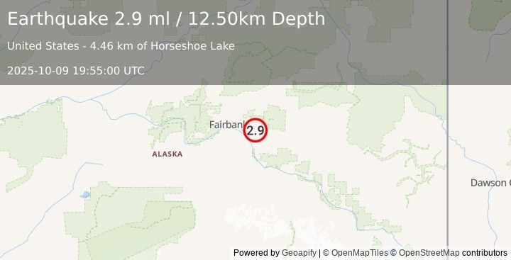 Earthquake CENTRAL ALASKA (2.9 ml) (2025-10-09 19:55:00 UTC)