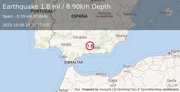Earthquake SPAIN (1.8 ml) (2025-10-09 20:32:10 UTC)