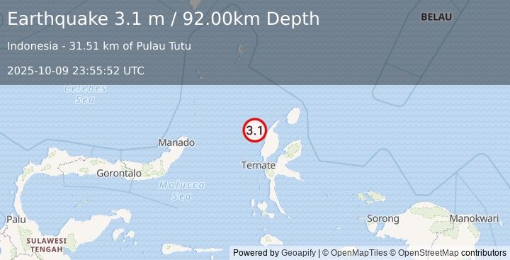 Earthquake HALMAHERA, INDONESIA (3.1 m) (2025-10-09 23:55:52 UTC)