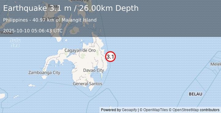 Earthquake MINDANAO, PHILIPPINES (3.7 m) (2025-10-10 05:06:54 UTC)