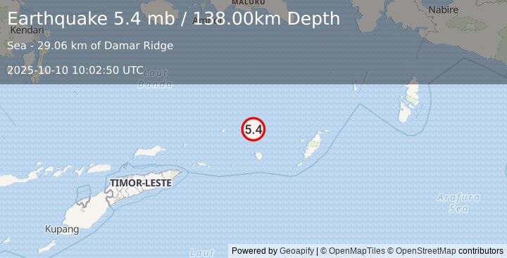 Earthquake BANDA SEA (5.5 mb) (2025-10-10 10:02:51 UTC)