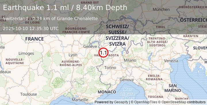 Earthquake NORTHERN ITALY (1.1 ml) (2025-10-10 12:35:30 UTC)
