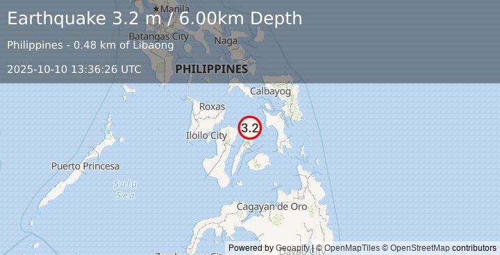 Earthquake NEGROS- CEBU REG, PHILIPPINES (3.2 m) (2025-10-10 13:36:26 UTC)