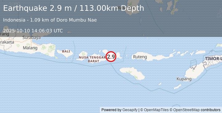 Earthquake SUMBAWA REGION, INDONESIA (2.9 m) (2025-10-10 14:06:03 UTC)