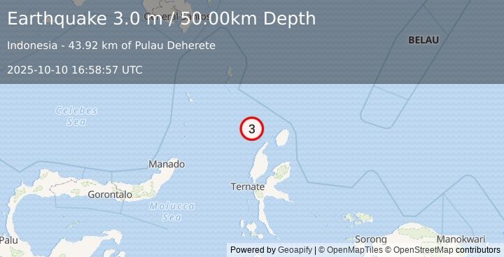 Earthquake MOLUCCA SEA (3.0 m) (2025-10-10 16:58:57 UTC)