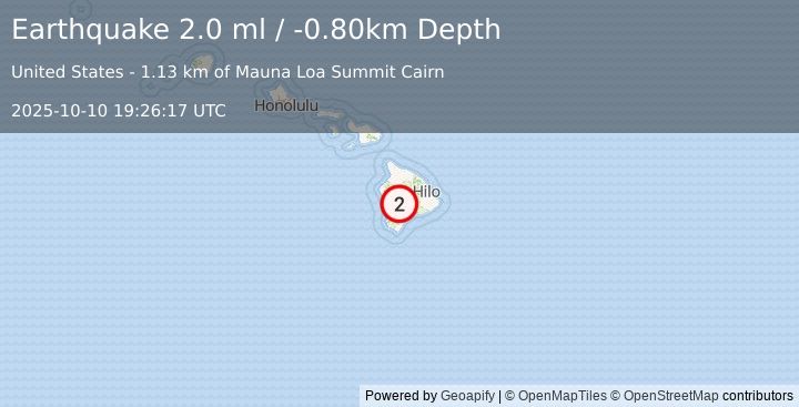 Earthquake ISLAND OF HAWAII, HAWAII (2.0 ml) (2025-10-10 19:26:17 UTC)