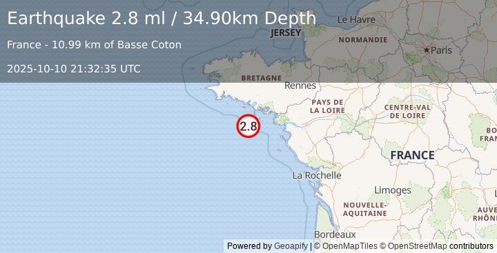 Earthquake FRANCE (2.8 ml) (2025-10-10 21:32:35 UTC)