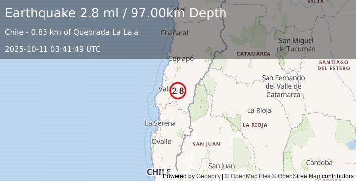 Earthquake ATACAMA, CHILE (2.8 ml) (2025-10-11 03:41:49 UTC)