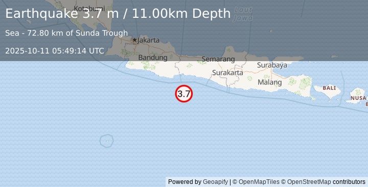 Earthquake JAVA, INDONESIA (3.7 m) (2025-10-11 05:49:14 UTC)