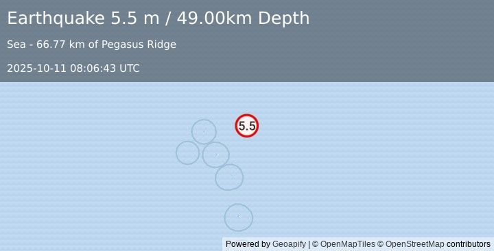 Earthquake SOUTH SANDWICH ISLANDS REGION (5.5 m) (2025-10-11 08:06:43 UTC)
