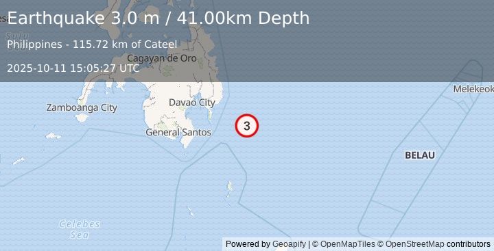 Earthquake PHILIPPINE ISLANDS REGION (3.0 m) (2025-10-11 15:05:27 UTC)