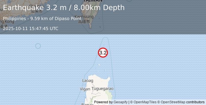Earthquake BATAN ISL REGION, PHILIPPINES (3.2 m) (2025-10-11 15:47:45 UTC)