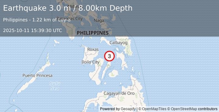 Earthquake VISAYAN SEA, PHILIPPINES (3.0 m) (2025-10-11 15:39:30 UTC)