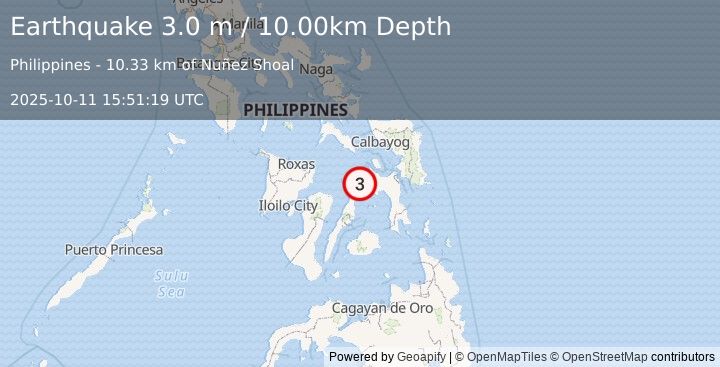 Earthquake LEYTE, PHILIPPINES (3.0 m) (2025-10-11 15:51:19 UTC)