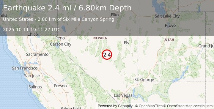 Earthquake NEVADA (2.4 ml) (2025-10-11 19:11:27 UTC)