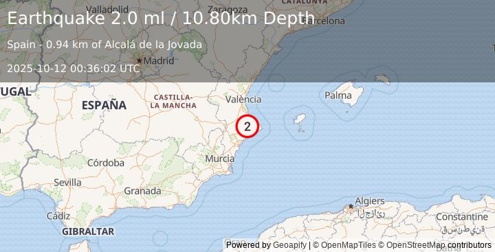Earthquake SPAIN (2.0 ml) (2025-10-12 00:36:02 UTC)