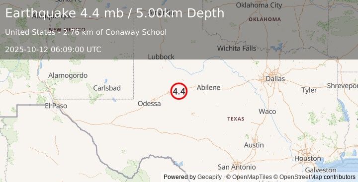 Earthquake WESTERN TEXAS (4.1 ml) (2025-10-12 06:08:59 UTC)