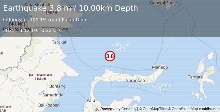 Earthquake CELEBES SEA (3.8 m) (2025-10-12 10:10:22 UTC)