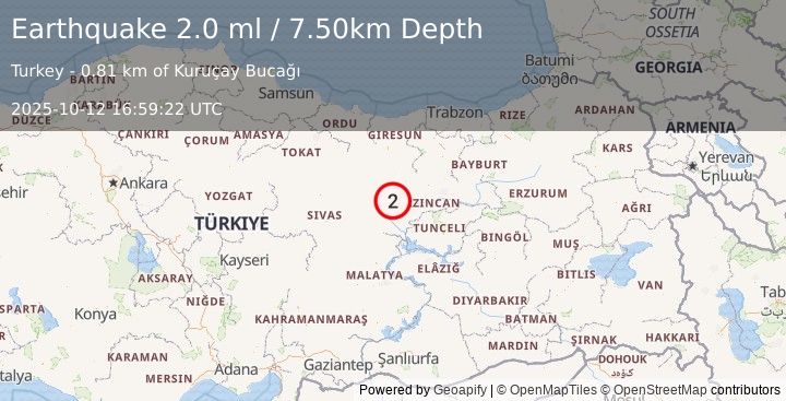Earthquake EASTERN TURKEY (2.0 ml) (2025-10-12 16:59:22 UTC)