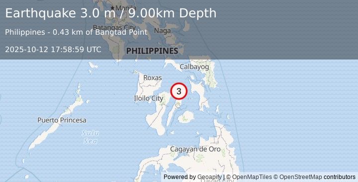 Earthquake VISAYAN SEA, PHILIPPINES (3.0 m) (2025-10-12 17:58:59 UTC)
