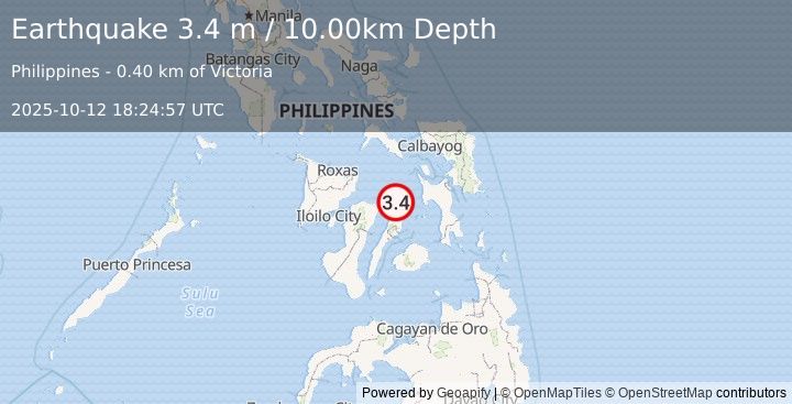 Earthquake NEGROS- CEBU REG, PHILIPPINES (3.4 m) (2025-10-12 18:24:57 UTC)