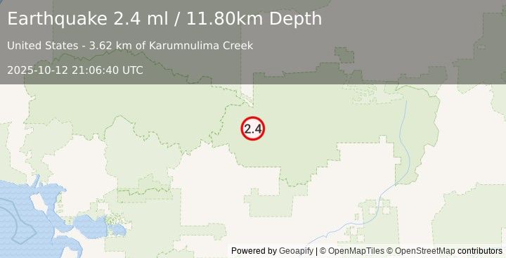 Earthquake NORTHERN ALASKA (2.4 ml) (2025-10-12 21:06:40 UTC)