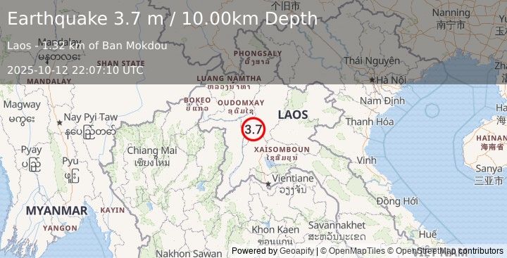 Earthquake LAOS (3.7 m) (2025-10-12 22:07:10 UTC)