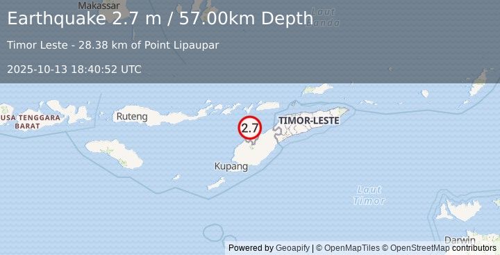 Earthquake KEPULAUAN ALOR, INDONESIA (2.7 m) (2025-10-13 18:40:52 UTC)