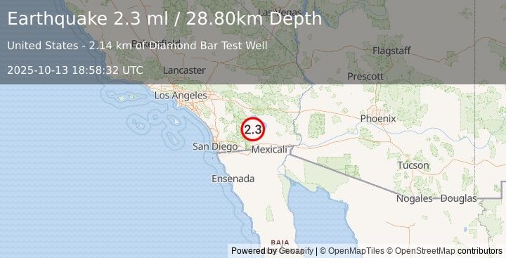 Earthquake SOUTHERN CALIFORNIA (2.3 ml) (2025-10-13 18:58:32 UTC)