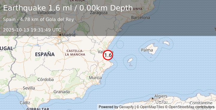 Earthquake SPAIN (1.6 ml) (2025-10-13 19:31:49 UTC)