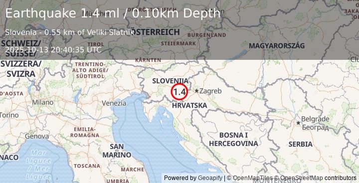 Earthquake SLOVENIA (1.4 ml) (2025-10-13 20:40:35 UTC)