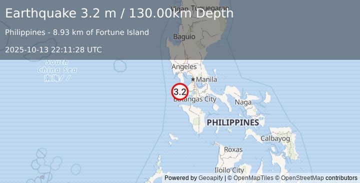 Earthquake LUZON, PHILIPPINES (3.2 m) (2025-10-13 22:11:28 UTC)