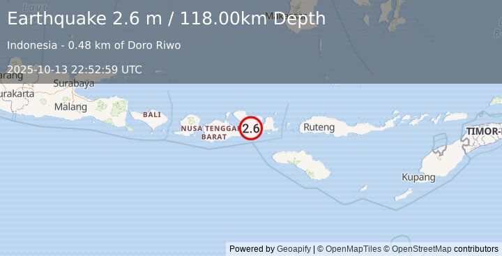 Earthquake SUMBAWA REGION, INDONESIA (2.6 m) (2025-10-13 22:52:59 UTC)