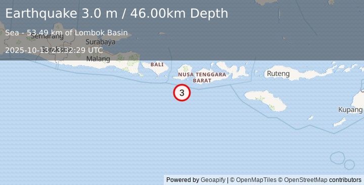 Earthquake LOMBOK REGION, INDONESIA (3.0 m) (2025-10-13 23:32:29 UTC)