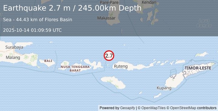 Earthquake FLORES SEA (2.7 m) (2025-10-14 01:09:59 UTC)