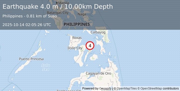 Earthquake NEGROS- CEBU REG, PHILIPPINES (4.0 m) (2025-10-14 02:05:26 UTC)