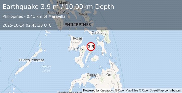 Earthquake NEGROS- CEBU REG, PHILIPPINES (3.9 m) (2025-10-14 02:45:30 UTC)
