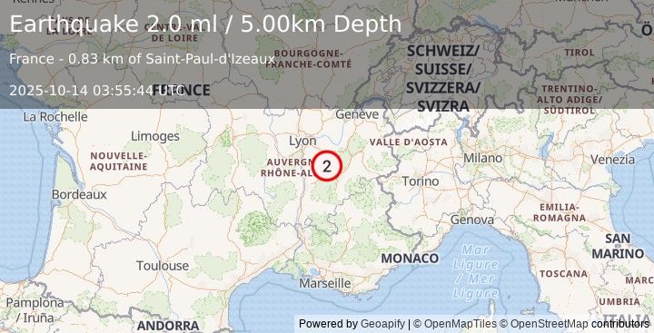 Earthquake FRANCE (2.0 ml) (2025-10-14 03:55:44 UTC)