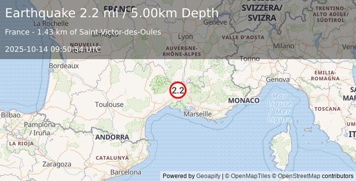 Earthquake FRANCE (2.2 ml) (2025-10-14 09:50:54 UTC)