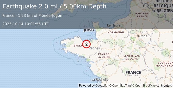 Earthquake FRANCE (2.0 ml) (2025-10-14 10:01:56 UTC)