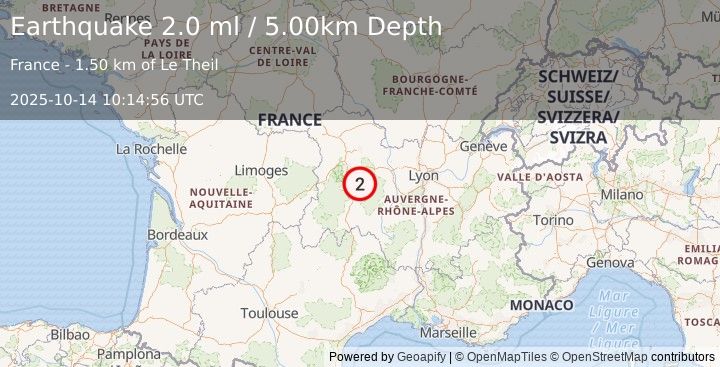Earthquake FRANCE (2.0 ml) (2025-10-14 10:14:56 UTC)